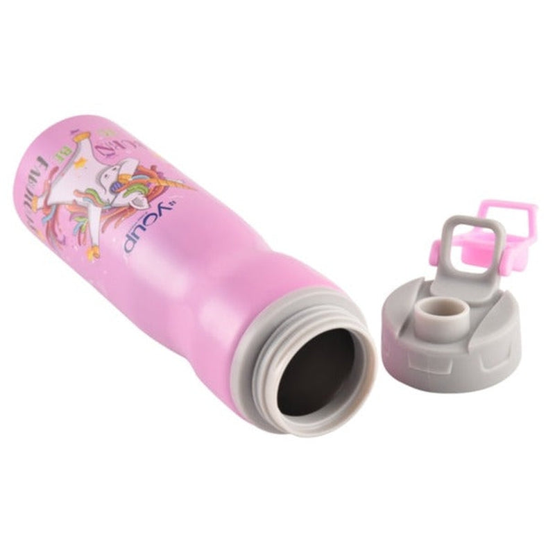 Youp Stainless Steel Pink Color Unicorn Kids Water Bottle Bingo - 750 ml