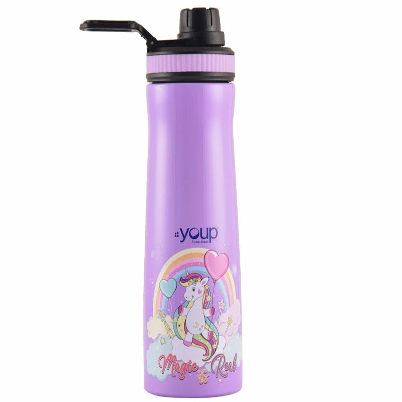 Youp Stainless steel purple color Unicorn kids water bottle EURO - 750 ml