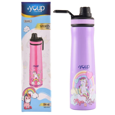 Youp Stainless steel purple color Unicorn kids water bottle EURO - 750 ml