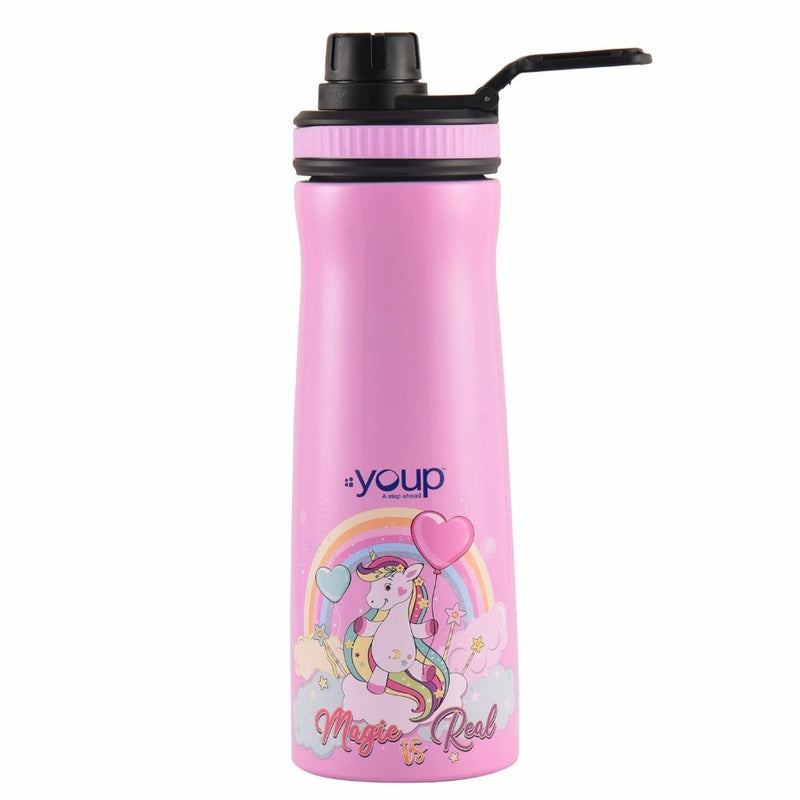 Youp Stainless steel pink color Unicorn kids water bottle EURO - 750 ml