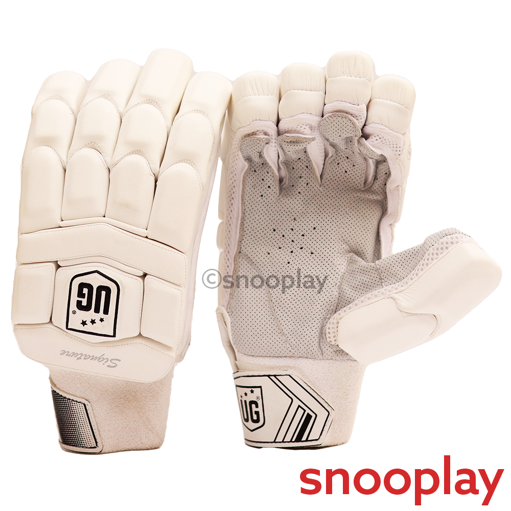 Signature Cricket Batting Leather Gloves (White) | 15+ Years