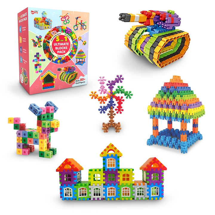 5-in-1 Ultimate Building Blocks Set - Education & Learning Blocks (250+ pcs)