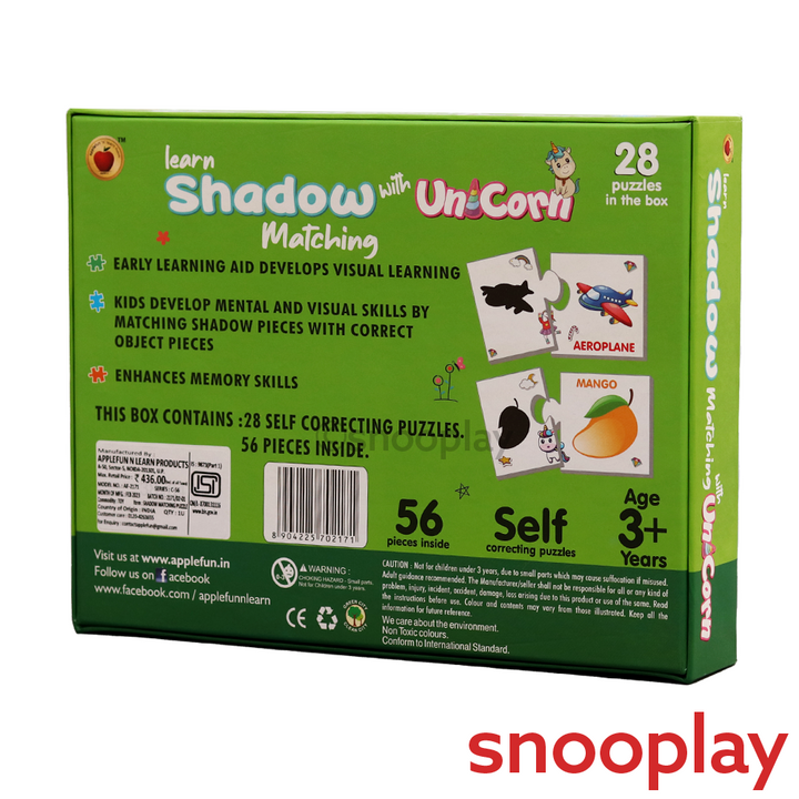Applefun 'n' Learn Learn Shadow Matching Puzzle - 56 Pieces (3-4 Years)