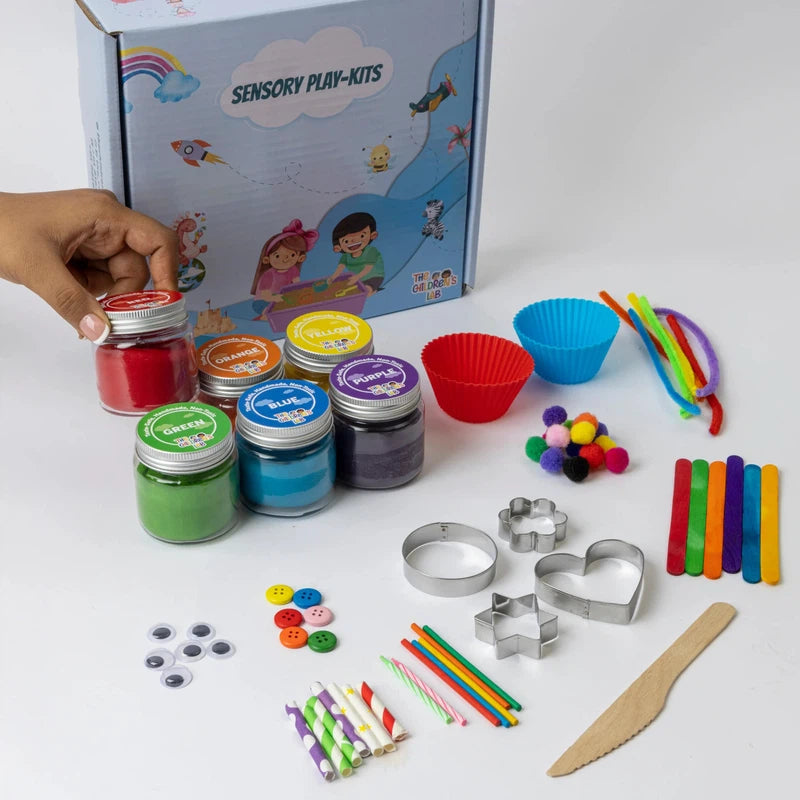 DIY Clay Play dough Activity Kit | 6 Rainbow Organic, Non Toxic Playdough Activity Kit for Kids