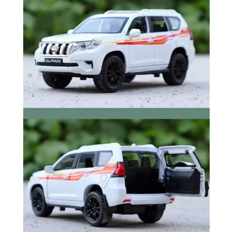 1:32 Alloy Metal Pull Back Die Cast Car Resembling Toyota Prado | 6 Open Door Sound Light Toy (Pack of 1) - Assorted Colours