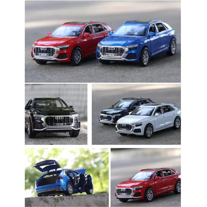 1:24 Scale Big Die-Cast Metal Car Resembling Audi Q8 With 6 Openable Doors, Light & Sound - Assorted Colours