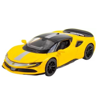 1:32 Diecast Metal Pullback Toy Resembling FERRARI SF90 With Sound Light (Pack of 1) - Assorted Colours