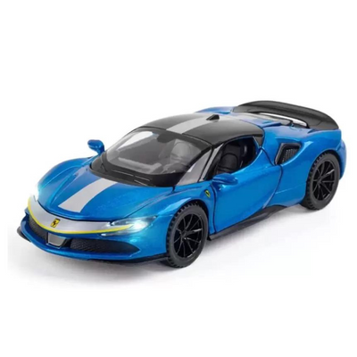 1:32 Diecast Metal Pullback Toy Resembling FERRARI SF90 With Sound Light (Pack of 1) - Assorted Colours