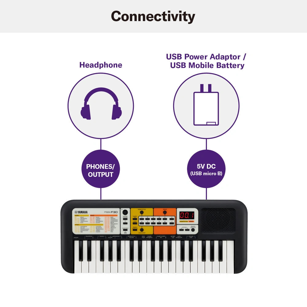 Original Yamaha PSS F30 - 37 Key Mini Keyboard with Indian Styles & Smart Chord (6 Years till Grown Ups)