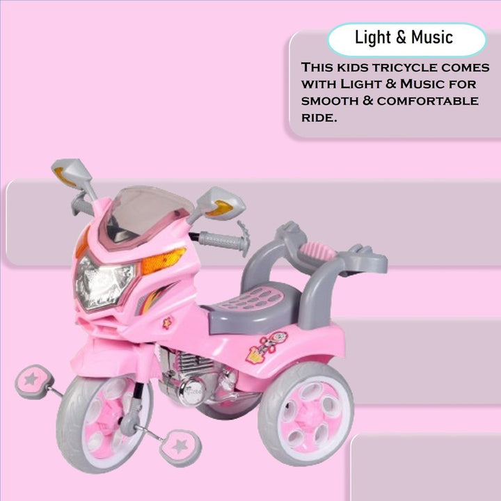 Victor Musical Tricycle With Light & Under Seat Storage Space (Pink) | COD Not Available