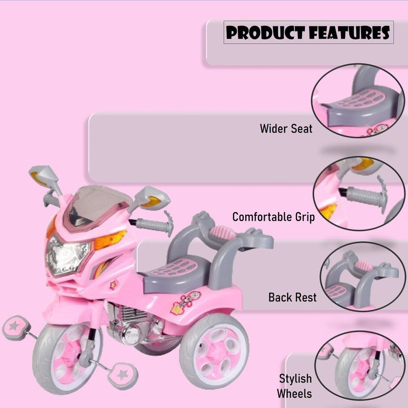 Victor Musical Tricycle With Light & Under Seat Storage Space (Pink) | COD Not Available