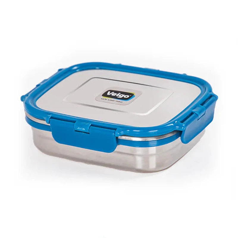 Large Stainless Steel Air Tight & Leak-Proof Lunch Box with Lid Lock & Detachable Clip Mechanism (600ml)