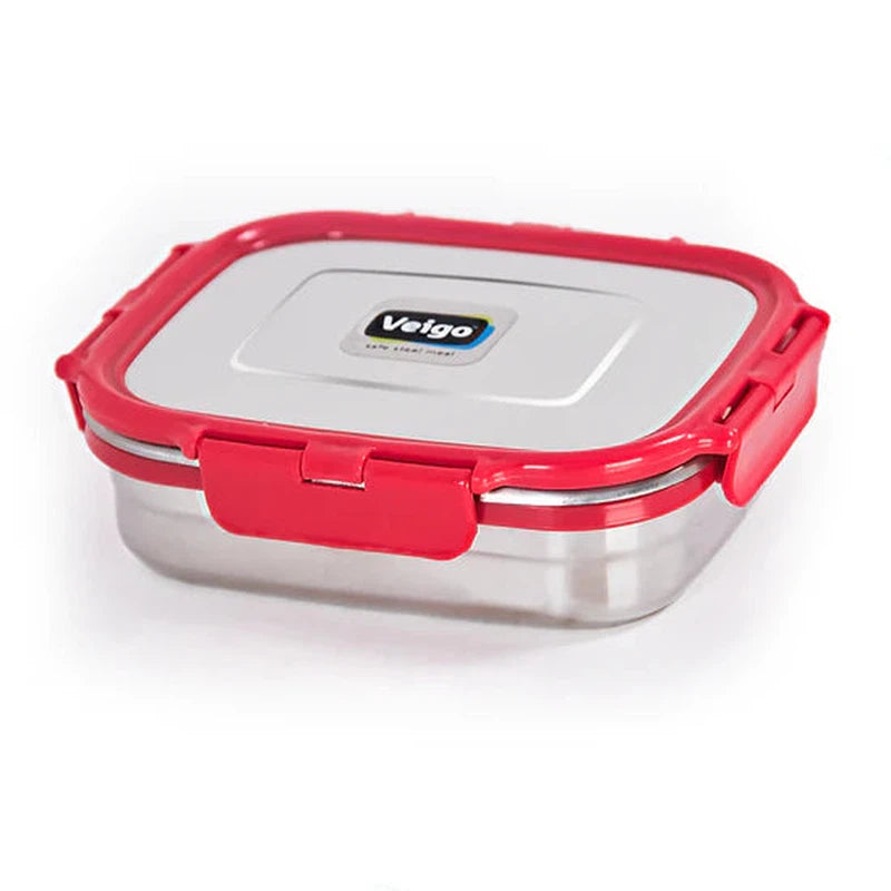 Large Stainless Steel Air Tight & Leak-Proof Lunch Box with Lid Lock & Detachable Clip Mechanism (600ml)