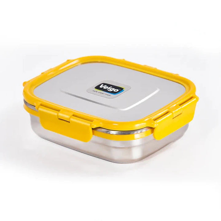 Large Stainless Steel Air Tight & Leak-Proof Lunch Box with Lid Lock & Detachable Clip Mechanism (600ml)