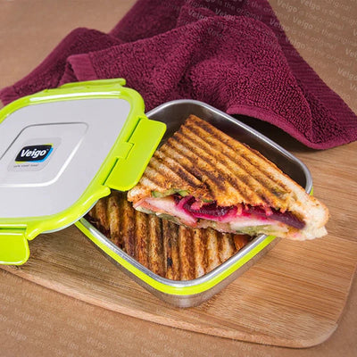 Sandwich Stainless Steel Airtight Box with Silicon Ring & Lid Lock