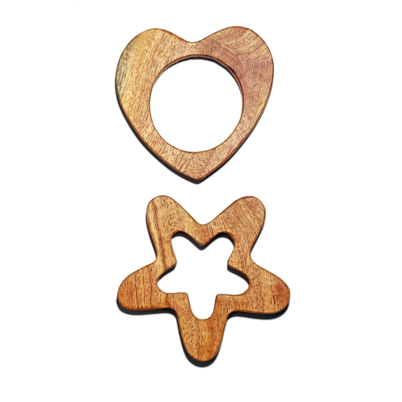 Little Heart Sparkling Star - Wooden Teether