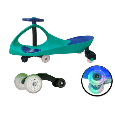 Twister Magic Push and Ride Swing Car with LED Wheels - Green and Blue