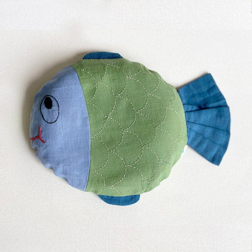 Whitewater Organic Cotton Mustard Seeds Pillow - Koi Fish | Hand-embroidered