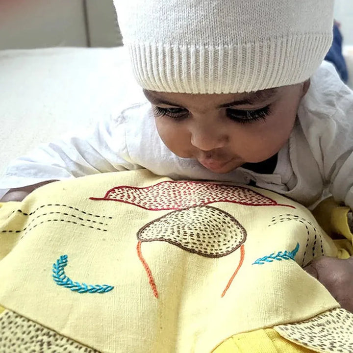 Whitewater Organic Cotton Mustard Seeds Pillow - Lion | Hand-embroidered