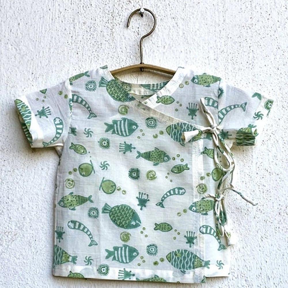 Whitewater Cotton Angarakha and Pyjama Pants Set | Mint Koi