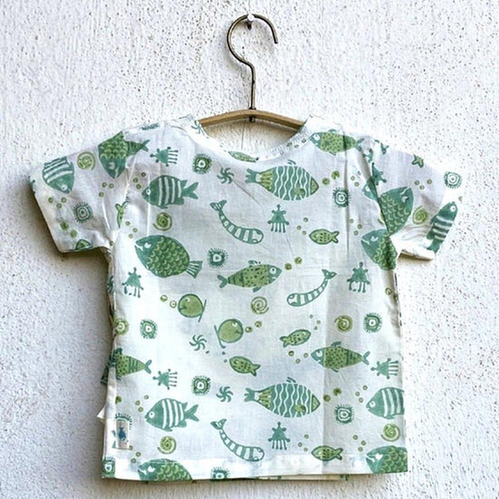 Whitewater Cotton Angarakha and Pyjama Pants Set | Mint Koi