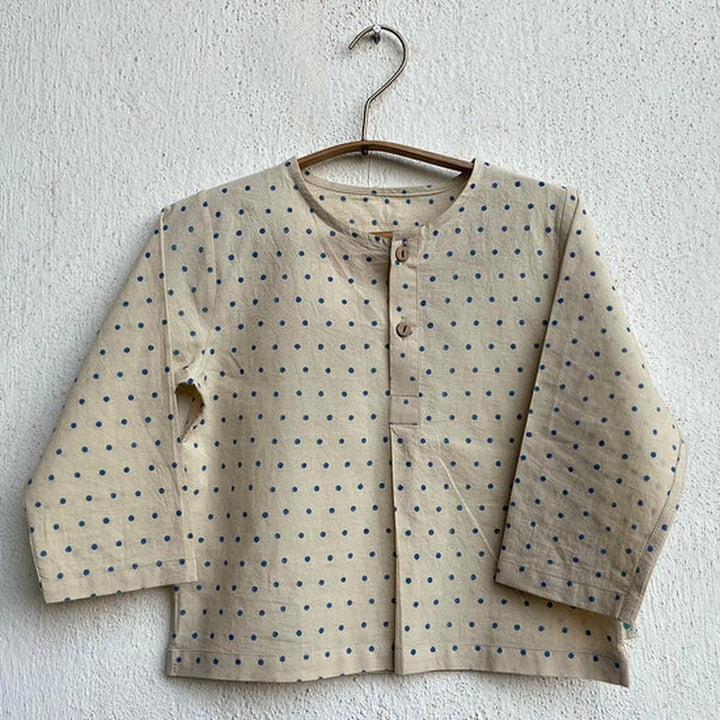 Whitewater Cotton Kurta and Indigo Checks Pajama Pants Set | Indigo Raidana