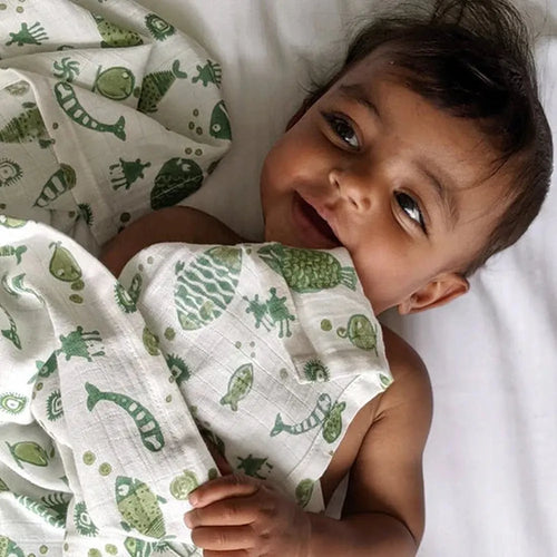 Whitewater Organic Cotton Muslin Swaddle Wrap - Koi