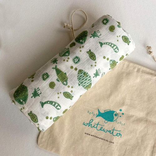 Whitewater Organic Cotton Muslin Swaddle Wrap - Koi