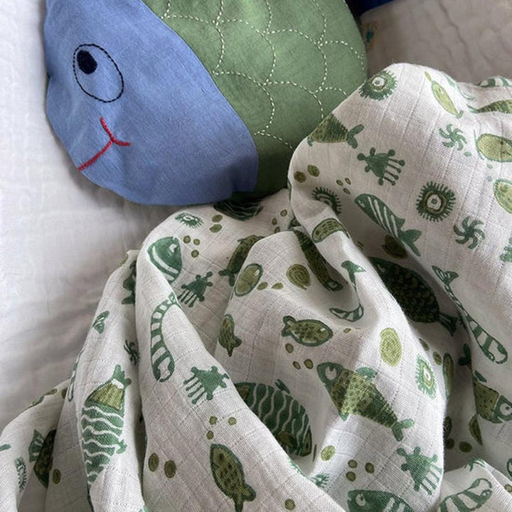 Whitewater Organic Cotton Muslin Swaddle Wrap - Koi