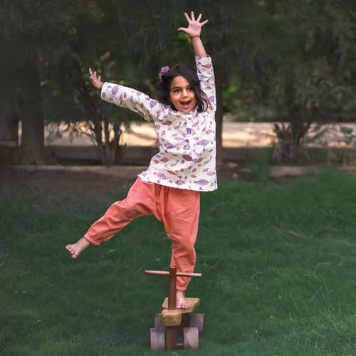 Whitewater Cotton Peach Koi Kurta and Pyjama Pants Set