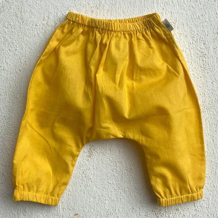 Whitewater Cotton Yellow Patang Angarakha and Pyjama Pants Set