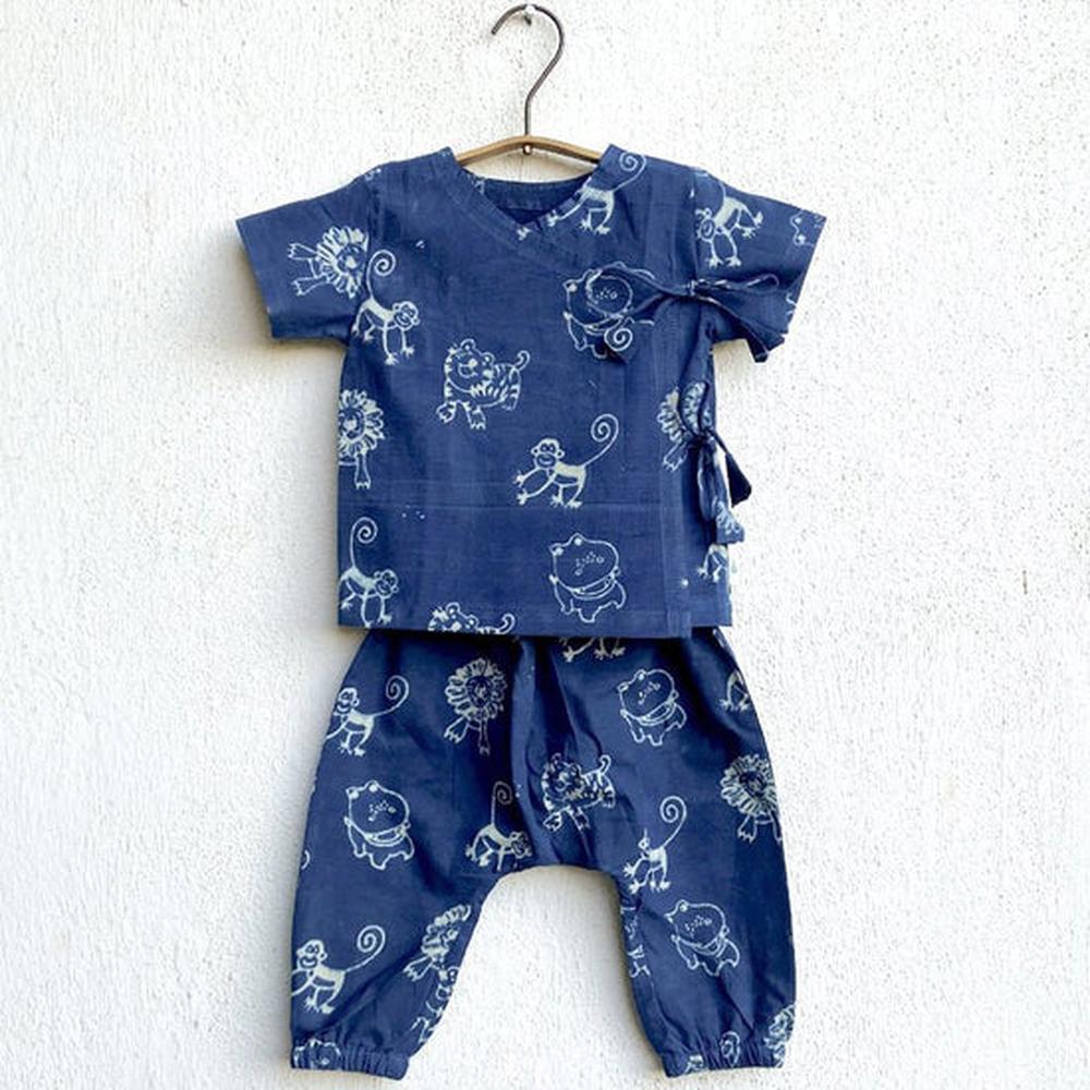 Whitewater Cotton Unisex Co-ord Set | Indigo Zoo Angarakha and Pants