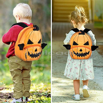 Premium Quality Soft Design Brown Pumpkin Shape School Bag for Kids - 14 Inches