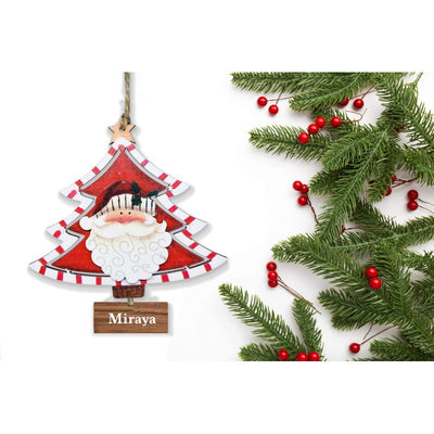 Personalised Wooden Christmas Tree With Reindeer Ornament - Red (COD not Available)