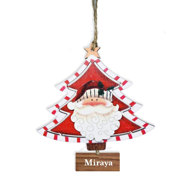 Personalised Wooden Christmas Tree With Reindeer Ornament - Red (COD not Available)