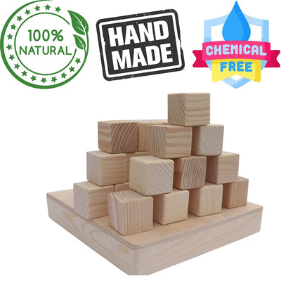 Wooden Building Blocks Cubes 50 pcs Toy for Kids - Natural safe