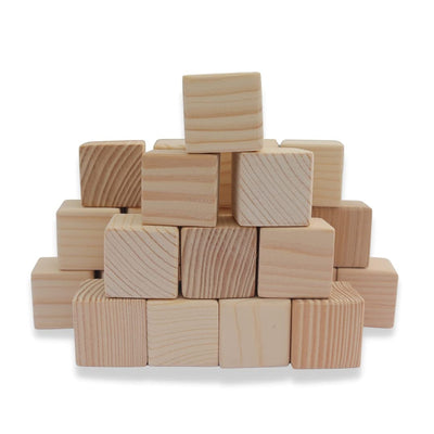 Wooden Building Blocks Cubes 25 pcs Toy for Kids- natural safe