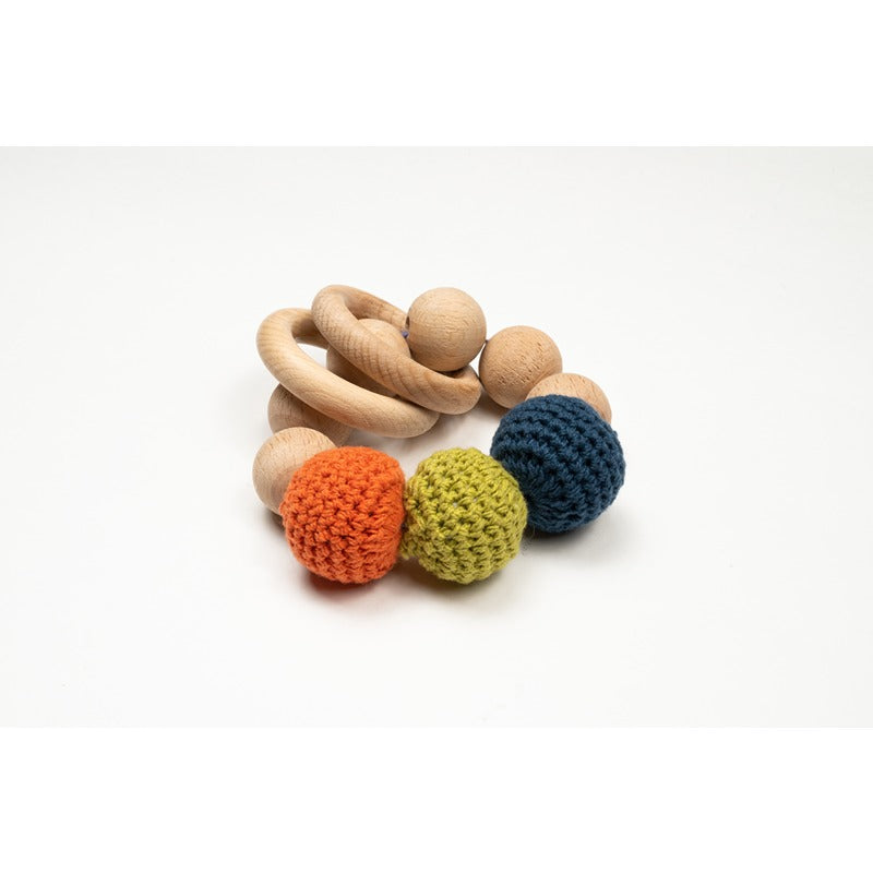 Wooden Rattle with Crochet Balls & Rings (3-24 Months)