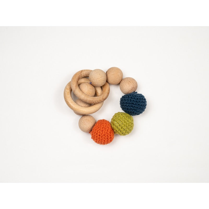 Wooden Rattle with Crochet Balls & Rings (3-24 Months)