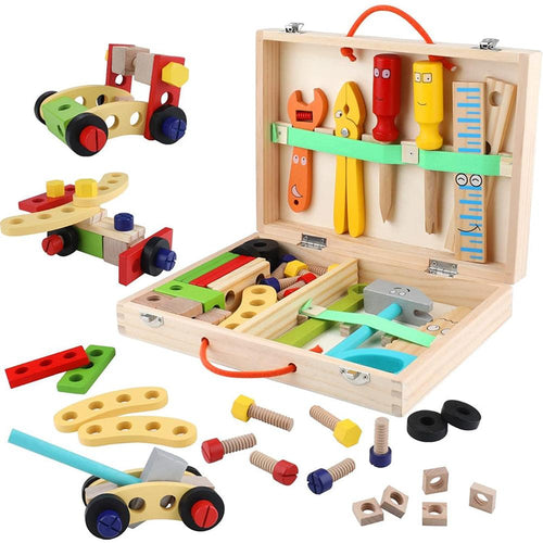 Hop N Play 34 Pieces Pretend Play Construction Kit with Storage Case (3-8 Years)