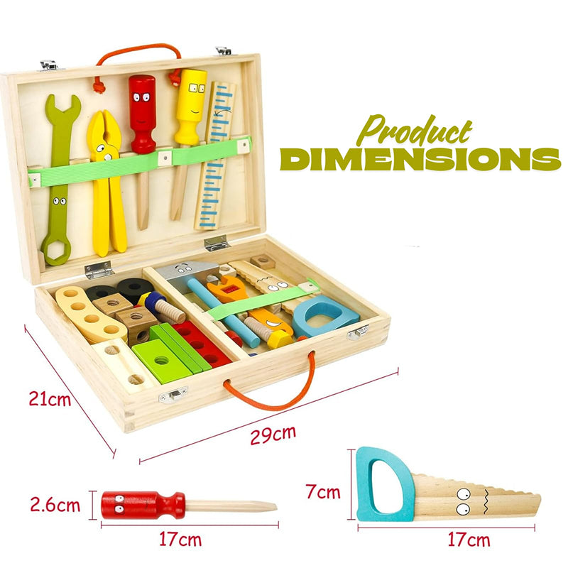 Hop N Play 34 Pieces Pretend Play Construction Kit with Storage Case (3-8 Years)