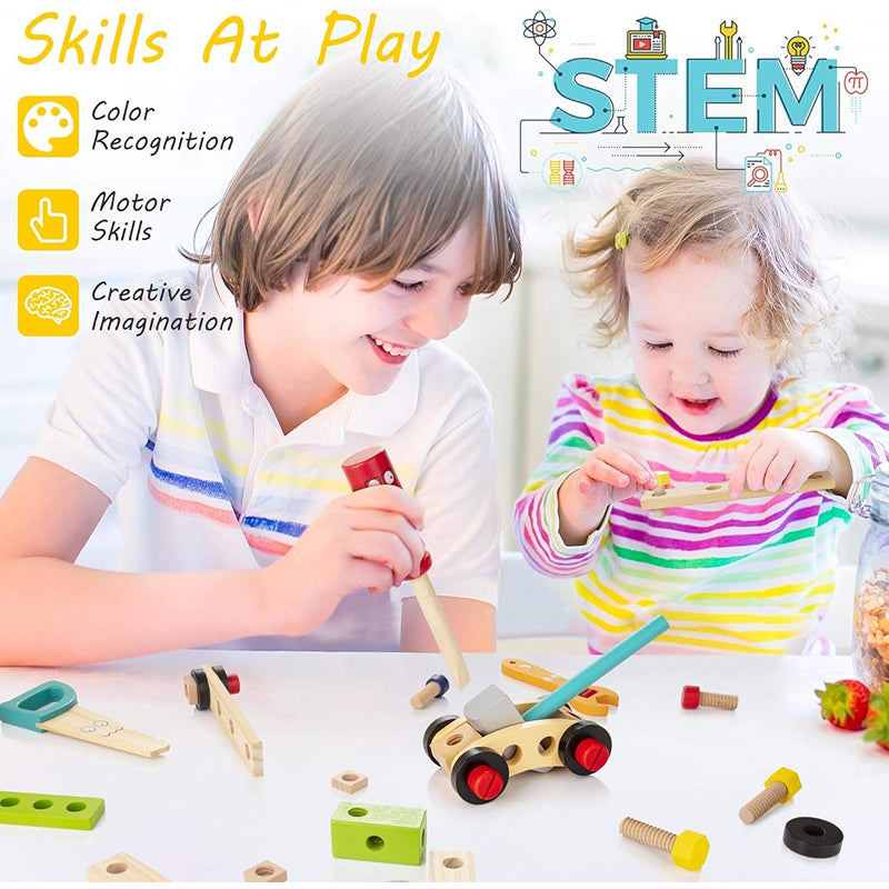 Hop N Play 34 Pieces Pretend Play Construction Kit with Storage Case (3-8 Years)