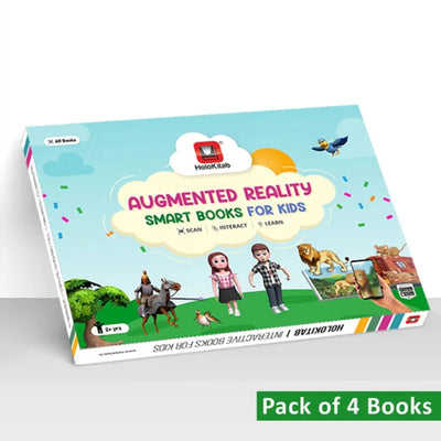 Combo of 4 Books of Interactive Augmented Reality 3D Alphabets | 3D Counting (1-100 Numbers) | 3D Nursery Rhymes | Hindi Varnmala