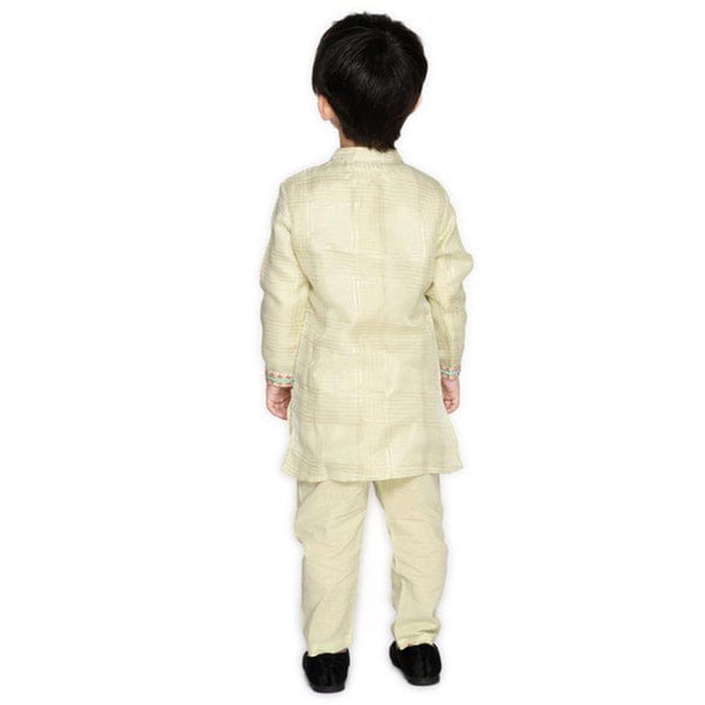 Saka Designs Boys Embroidered Kurta with Pyjama Set | Light Cream Traditional Ethnic Wear | Festive & Wedding Outfit