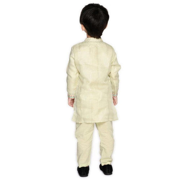 Saka Designs Boys Embroidered Kurta with Pyjama Set | Light Cream Traditional Ethnic Wear | Festive & Wedding Outfit