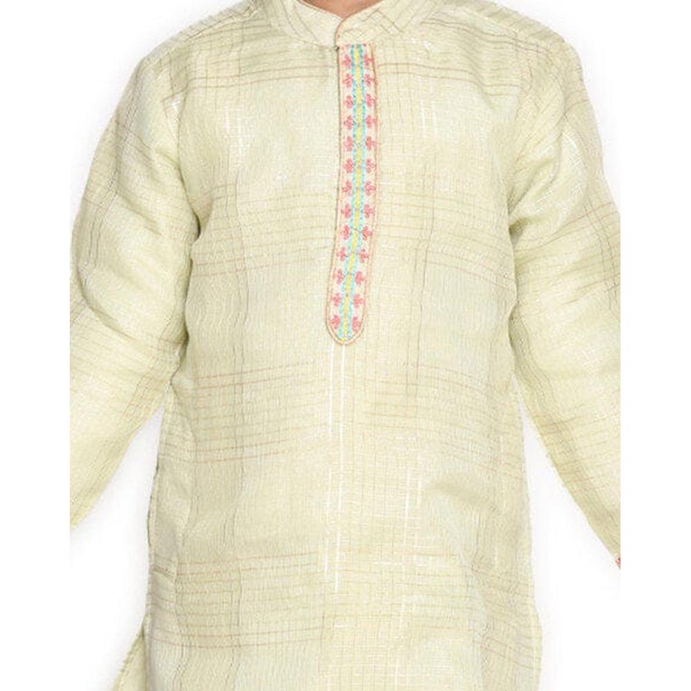 Saka Designs Boys Embroidered Kurta with Pyjama Set | Light Cream Traditional Ethnic Wear | Festive & Wedding Outfit