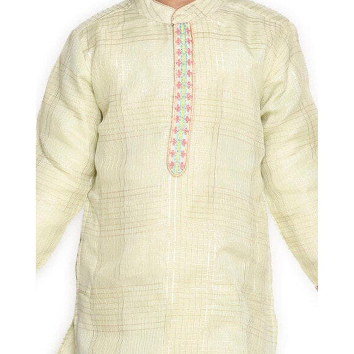 Saka Designs Boys Embroidered Kurta with Pyjama Set | Light Cream Traditional Ethnic Wear | Festive & Wedding Outfit