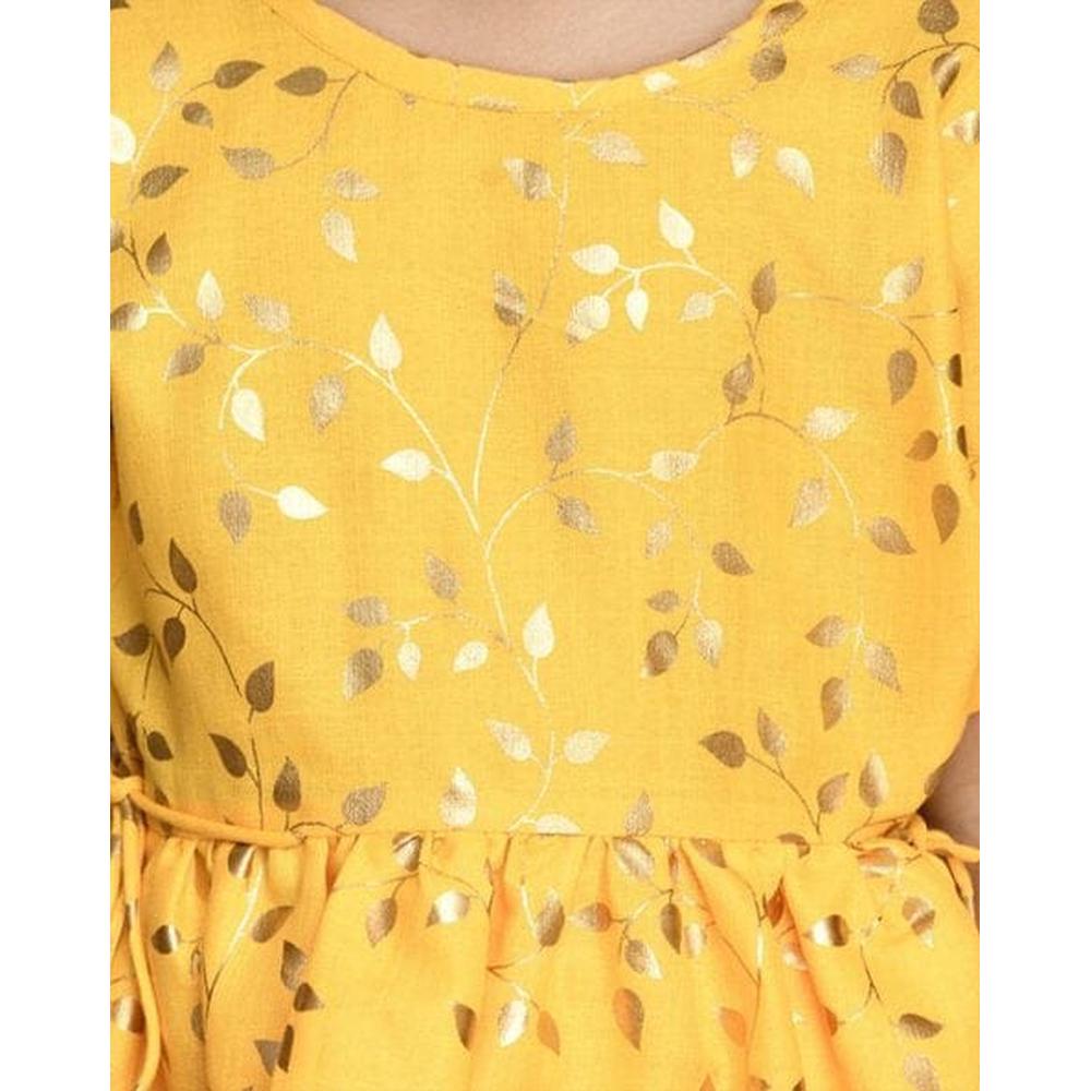 Saka Designs Girls Yellow Printed Peplum Top with Dhoti Pants Set | Traditional Ethnic Wear | Festive & Wedding Outfit