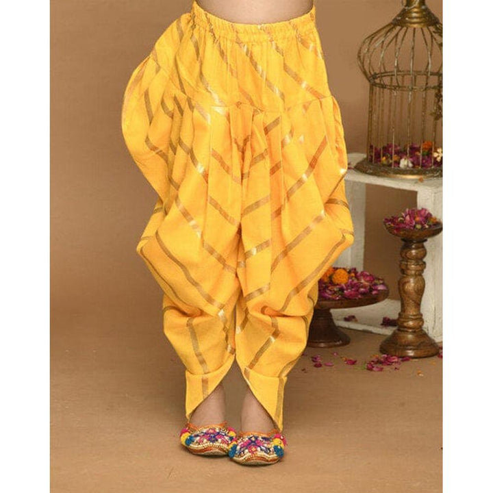 Saka Designs Girls Yellow Printed Peplum Top with Dhoti Pants Set | Traditional Ethnic Wear | Festive & Wedding Outfit