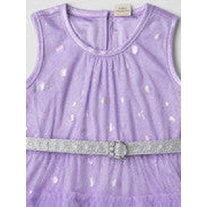 Saka Designs Girls Lavender Shimmer Sequinned Fit & Flare Party Dress | Sleeveless Tiered Frock | Birthday & Special Occasion Wear